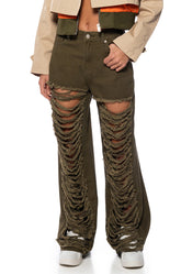 CALCULATED MOVES WIDE LEG DISTRESSED JEAN