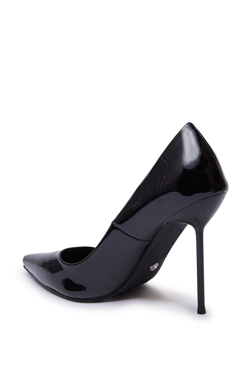 AZALEA WANG NIKOMEDES BLACK PATENT STILETTO PUMP