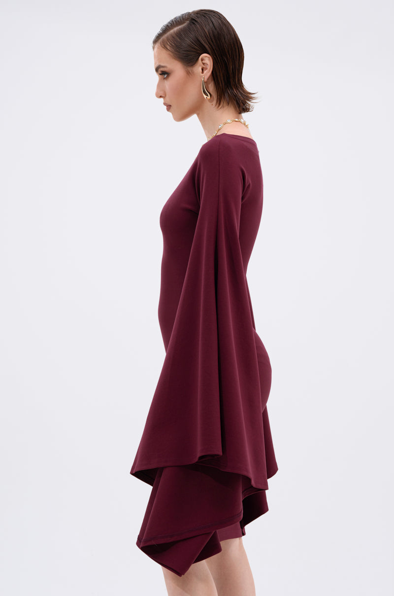 MEET ME IN THE BALLROOM MIDI DRESS IN BURGUNDY