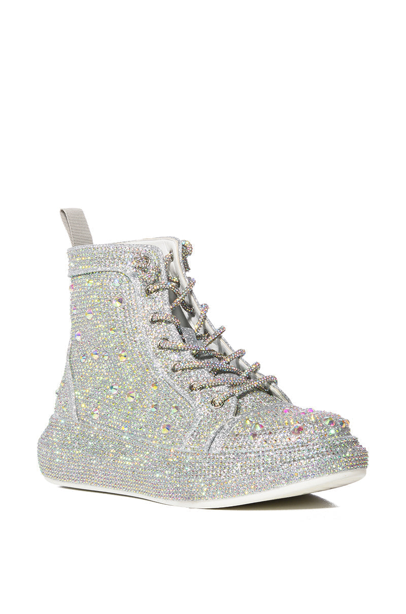 AZALEA WANG OTIS EMBELLISHED HIGH TOP IN SILVER
