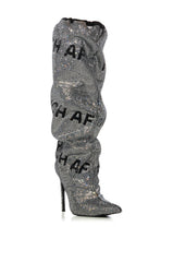 AZALEA WANG ZOSIA SILVER RHINESTONE RICH AF BOOT