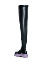 AZALEA WANG NAOMI THIGH HIGH STRETCH FLATFORM BOOT IN PERIWINKLE