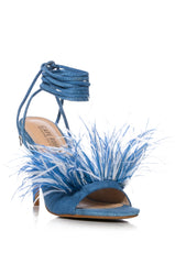 INDIANA MULTI FEATHER DETAIL SANDAL IN BLUE